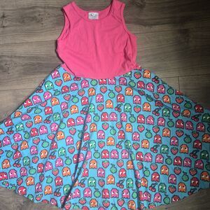 ​Princess Awesome Pac Man Ghost Twirl Dress Girls 12 Pink Blue Video Game Retro